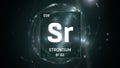 Strontium as Element 38 of the Periodic Table 3D illustration on green background Royalty Free Stock Photo