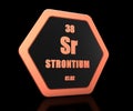 Strontium chemical element periodic table symbol 3d render