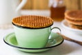 Stroopwafel on coffee cup Royalty Free Stock Photo