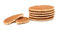 Stroopwafels, Dutch caramel waffles piled up Royalty Free Stock Photo