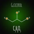 Structural chemical formula of glycerol molecule, science illustration, vector