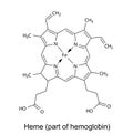 Structural chemical formula of heme molecule