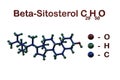 Structural chemical formula and molecular model of beta-sitosterol, one of the several phytosterols with chemical