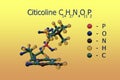 Structural chemical formula and molecular model of citicoline, a nutritional supplement and the source of cytidine and