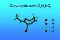 Structural chemical formula and molecular model of clavulanic acid, a beta-lactamase inhibitor that is combined with