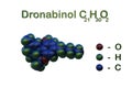 Structural chemical formula and molecular model of dronabinol or tetrahydrocannabinol. Medical background. Scientific