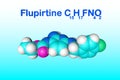 Structural chemical formula and molecular model of flupirtine. Flupirtine is used to treat acute and chronic pain