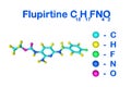 Structural chemical formula and molecular model of flupirtine. Flupirtine is used to treat acute and chronic pain