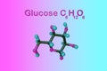 Structural chemical formula and molecular model of glucose or dextrose, a simple sugar circulates in the blood as blood