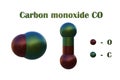 Structural chemical formula and molecular models of carbon monoxide, a colorless, odorless, tasteless, flammable gas