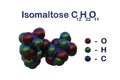 Structural chemical formula and space-filling molecular model of isomaltose, a disaccharide formed from two units of