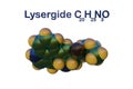 Structural chemical formula and space-filling molecular model of lysergide LSD, a semi-synthetic potent hallucinogen Royalty Free Stock Photo