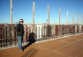 Structural concrete supervisor surveys deck; Royalty Free Stock Photo