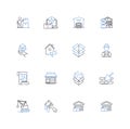 Structural design line icons collection. Stability, Framework, Load-bearing, Shear, Truss, Reinforced, Foundation vector