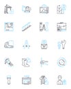 Structural elements linear icons set. Beams, Columns, Trusses, Frames, Slabs, Walls, Footings line vector and concept