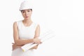 Structural engineer holding drafting paper Royalty Free Stock Photo