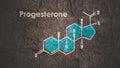 Structural formula of human steroid progesterone hormone