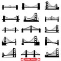 Structural Icons Sleek Bridge Silhouette Set for Graphic Projects