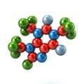 Structural model of colorful caffeine molecule 3d illustration Royalty Free Stock Photo