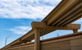 structural overpass in perspective. overpass structure of bridge. structural roadway. road junction. flyover