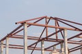 structural steel beam on roof of building residential construction Royalty Free Stock Photo