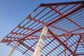 structural steel beam on roof of building residential construction Royalty Free Stock Photo