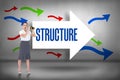 Structure against arrows pointing Royalty Free Stock Photo