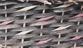 The structure and background of the wicker basket. Pattern round texture. Vertical and horizontal weave Royalty Free Stock Photo