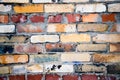 Structure blue and yellow brick. Natural wall of colored bricks. Royalty Free Stock Photo