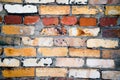 Structure brown and yellow brick Natural wall of colored bricks. Royalty Free Stock Photo