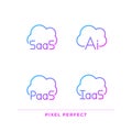 Structure of cloud computing pixel perfect gradient linear vector icons set Royalty Free Stock Photo