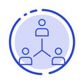 Structure, Company, Cooperation, Group, Hierarchy, People, Team Blue Dotted Line Line Icon