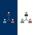 Structure, Company, Cooperation, Group, Hierarchy, People, Team  Icons. Flat and Line Filled Icon Set Vector Blue Background Royalty Free Stock Photo