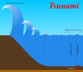 The structure of earthquake Tsunami. Education chart of natural phenomenon.