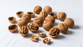 Structure of the edible nut inside. Pieces of shelled nuts are Royalty Free Stock Photo