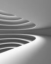 Structure of futuristic empty curve room. Interior design on white background. Sci-fi digital technology concept. 3d abstract pat