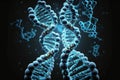 Structure of human DNA in the form of a blue helix, which is a vital component of our genetic makeup