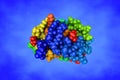 Structure of human sonic hedgehog in complex with zinc and magnesium. Space-filling molecular model. 3d illustration