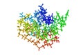 Structure of the human telomeric repeat D (AG3(T2AG3)3) of the G-quadruplex. Molecular model. Rendering