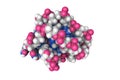 Structure of human telomeric repeat D of G-quadruplex. Space-filling molecular model isolated on white background