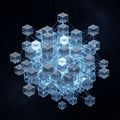 Structure of interconnected cubes resembling a network or digital Royalty Free Stock Photo
