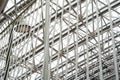 Structure of metal structure complex prefabricated ceiling made of steel beams and crossbars. Concept of modern urban Royalty Free Stock Photo