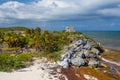 Structure 45, offertories on the hill near the beach, Mayan Ruins in Tulum, Riviera Maya, Yucatan, Caribbean Sea, Mexico Royalty Free Stock Photo