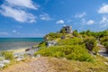 Structure 45, offertories on the hill near the beach, Mayan Ruins in Tulum, Riviera Maya, Yucatan, Caribbean Sea, Mexico Royalty Free Stock Photo