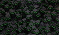 Structure of rectangles of random sizes. Abstract geometric isometric background in black colors. 3D render