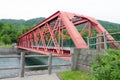 Structure of red old iron bridge Royalty Free Stock Photo