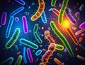 Vibrant Microscopic Bacteria: Colorful 3D Render of Microorganisms Royalty Free Stock Photo
