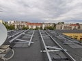 The structure on the roof for installing solar panels was built using a non-invasive method Royalty Free Stock Photo