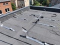 The structure on the roof for installing solar panels was built using a non-invasive method Royalty Free Stock Photo
