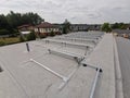 The structure on the roof for installing solar panels was built using a non-invasive method Royalty Free Stock Photo